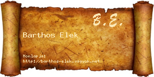 Barthos Elek névjegykártya